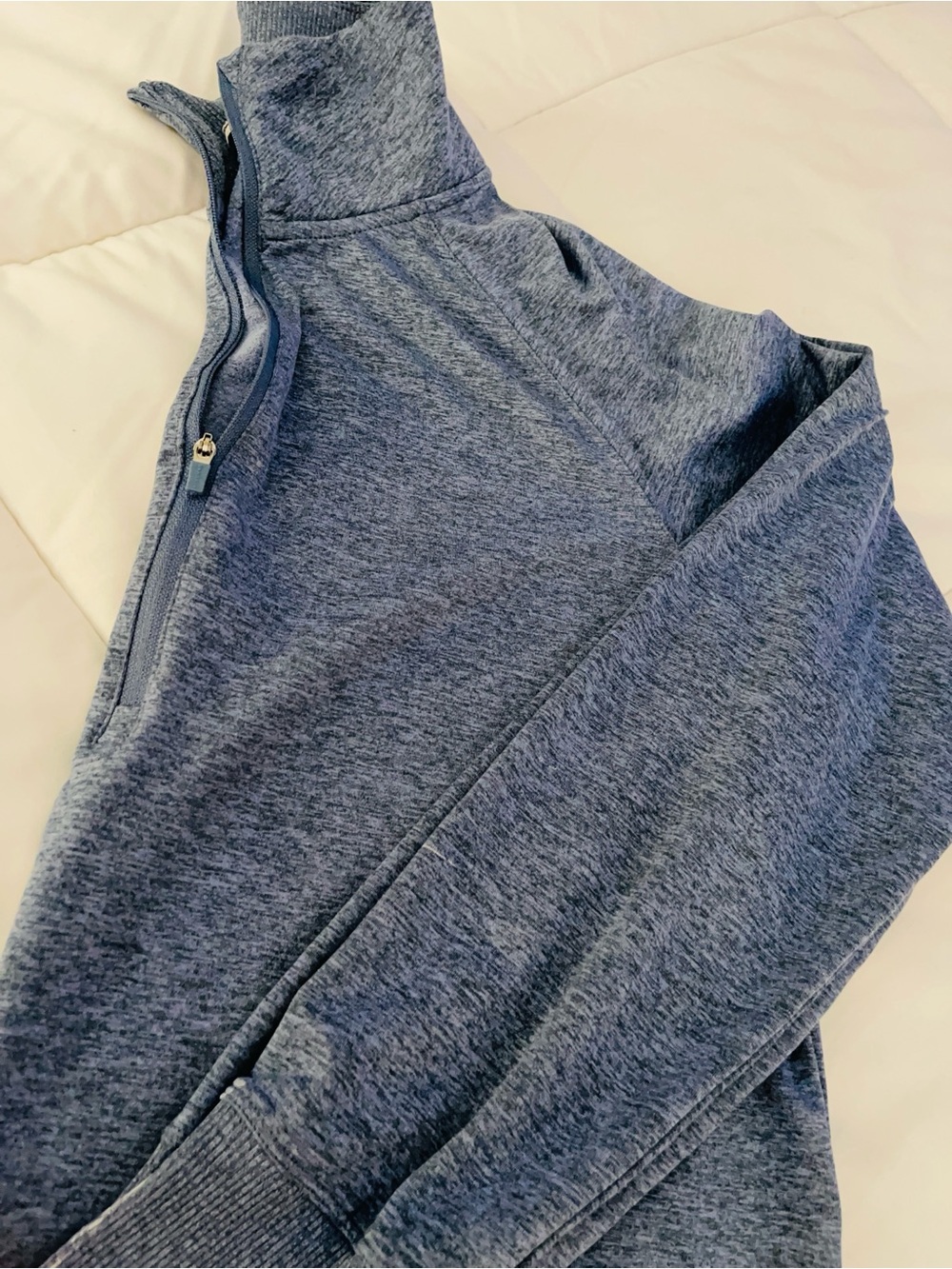 Danskin Heathered Navy Gray Quarter-Zip Pullover